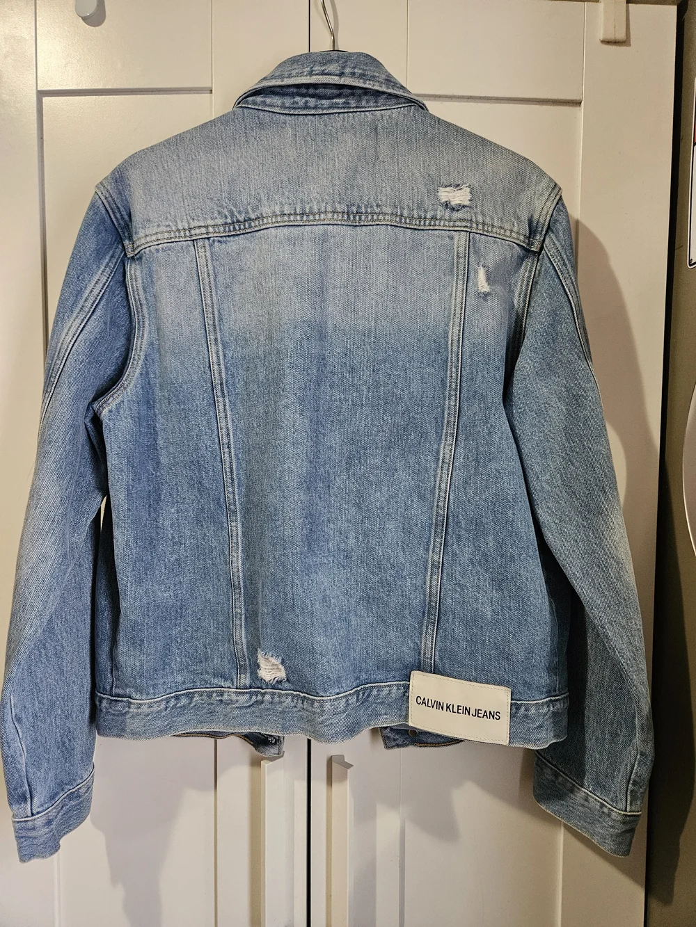 Calvin Klein Jeans Light Blue Distressed Denim Jacket Medium - Picture 2 of 6